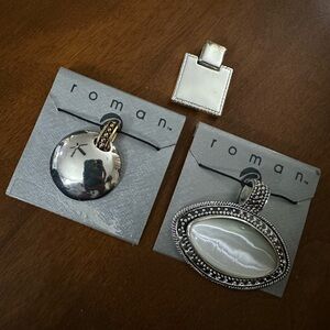 Roman Silver, White, & Gold Pendant Set- 3 included
